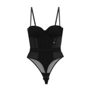 Elisabetta Franchi Svart Bodysuit med Justerbara Band Black, Dam