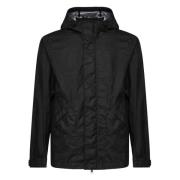 Stone Island Svarta Kappor med Huva och Fickor Black, Herr