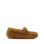 Prada Brun Shearling Loafers Elegant Slip-On Brown, Dam