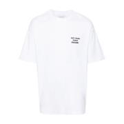 Drole de Monsieur Vit Slogan Print T-shirt med Crew Neck White, Herr