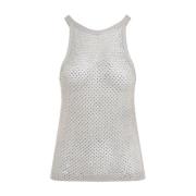 Tom Ford Champagne Lurex Stickad Topp White, Dam