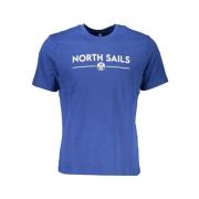 North Sails Blå Bomull Tryck Logo T-shirt Blue, Herr