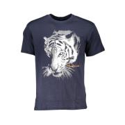 Cavalli Class Blå Bomull Tryckt Rund Hals T-shirt Blue, Herr