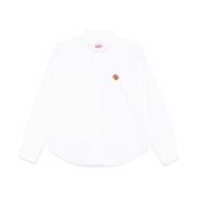 Kenzo Vit Button-Down Skjorta Logo Patch White, Dam