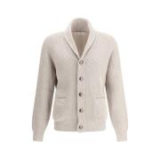 Brunello Cucinelli Bomullscardigan med ribbdesign Beige, Herr