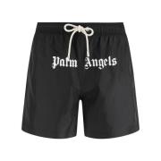 Palm Angels Ikoniska badshorts med dragsko i midjan Black, Herr