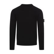 Stone Island Svart Crew-Neck Ulltröja med Badge Black, Herr