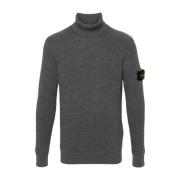 Stone Island Räfflad Stickad Rullkrage Tröja Gray, Herr