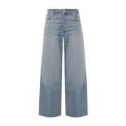 Haikure Oversize Denim Jeans med Rå Kant Blue, Dam