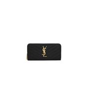 Saint Laurent Monogram Zip Around Plånbok Cassandre Stil Black, Dam