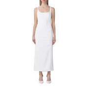 Emporio Armani Elegant Rygglös Vit Midi Klänning White, Dam