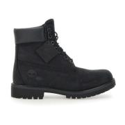 Timberland Svarta Premium Läder Snörstövlar Black, Herr