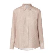 Max Mara Sidenskjorta med grafiskt tryck Beige, Dam