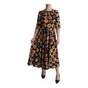 Dolce & Gabbana Söta Delikatesser Alinje Maxi Sidenklänning Multicolor...