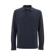 Corneliani Blå Bomullspolotröja med Kashmir Blue, Herr