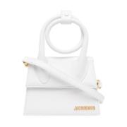 Jacquemus Vit Läder Crossbody Väska med Logotyp White, Dam