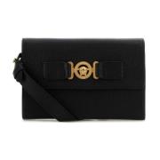 Versace Stilig Svart Läder Crossbody-väska Black, Herr