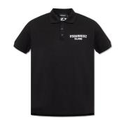 Dsquared2 Polo med sammet finish logo Black, Herr