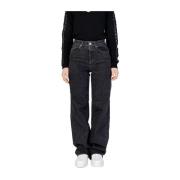 Only Svarta Baggy Jeans med Elastan Black, Dam