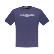 North Sails Blå Grafisk Bomull Crewneck T-shirt Blue, Herr