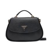 Guess Elegant Svart Handväska med Gyllene Detaljer Black, Dam