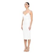 Elisabetta Franchi Ivory Midi Klänning med Hjärtformad Ringning White,...