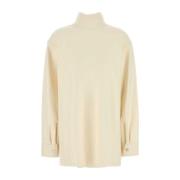 Jil Sander Kräm ullblandningsblus Beige, Dam