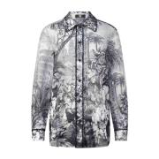 Riani Floral Sketch Hemdblouse Gray, Dam