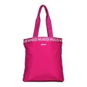 Hugo Boss Logo Shopper Väska med Dragkedja Pink, Dam