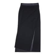 Helmut Lang Asymmetrisk Midi Kjol Läder Midja Black, Dam