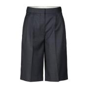 Loulou Studio Ull Bermuda Shorts med hög midja Gray, Dam