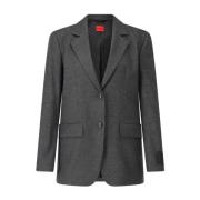 Hugo Boss Elegant Revers Blazer med Funktionella Fickor Gray, Dam