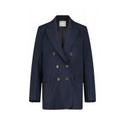 Kiltie Elegant Ullblazer Klassisk Stil Blue, Dam