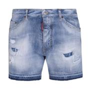 Dsquared2 Marinblå Acid Wash Denim Shorts Blue, Herr