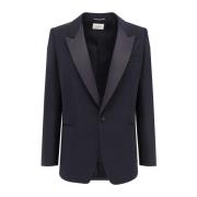 Saint Laurent Certifierad ullblazer med satinkrage Black, Herr