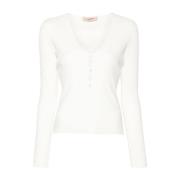 Twinset Vit Stickad Topp White, Dam