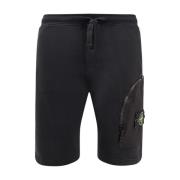 Stone Island Bomull Jogger Bermuda Shorts med Fickor Black, Herr