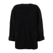 MM6 Maison Margiela Oversize Svart Ullblandningströja Black, Dam