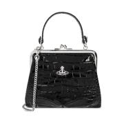 Vivienne Westwood Svart Krokodileffekt Axelväska Black, Dam