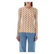 Marine Serre Måne Crew Neck Topwear Brown, Dam