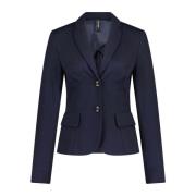 Marc Cain Figursydd Jersey Blazer, Elegant Stil Blue, Dam