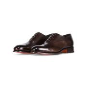 Santoni Antika Läder Oxfords med Tapered Silhuett Brown, Herr