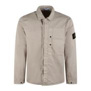 Stone Island Bomull Overshirt Jacka Ss25 Regular Fit Gray, Herr