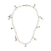 Vivienne Westwood Anglo Pärlhalsband Platina Krämrosa White, Herr