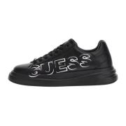 Guess Svarta Lädersneakers med Rund Tå Black, Herr