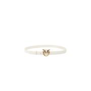 PINKO Love Birds Diamond Cut Läderbälte White, Dam