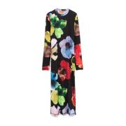 Stine Goya Blommig Jersey Midi Klänning Multicolor, Dam