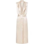 Philosophy di Lorenzo Serafini Ivory Ärmlös V-ringad Jacka Beige, Dam