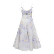 Zimmermann Blommig Twist Front Midi Klänning Multicolor, Dam