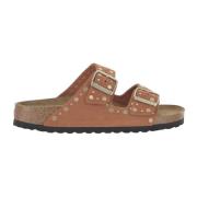 Birkenstock Sandaler med nitar och korksula Brown, Dam